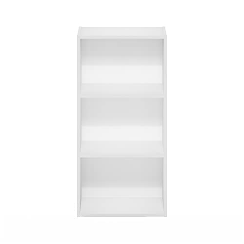 Furinno Luder 3-Tier Open Shelf Bookcase, White | 9.3 x 16 x 31.4, Open Shelves Bookcase, for Living Room, Bedroom, Home Office - color: White, size: 3-Tier, 9.3 x 16 x 31.4