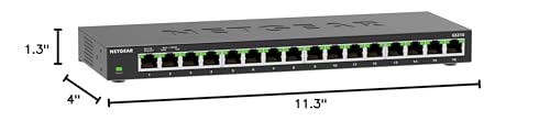 NETGEAR 16-Port Gigabit Ethernet Unmanaged Network Switch (GS316v3) | Essentials Model, Plug-and-Play, Fanless Silent Metal Housing, Desktop or Wall Mount, 802.1p QoS & 9K Jumbo Frame Support - size: 16 Port