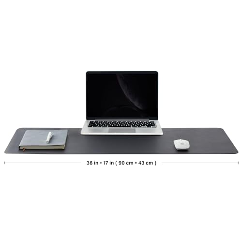 Cork Desk Mat - Dual-Sided Desk Pad for Office and Home - Desk Organization and Accessories - Ideal for Large Mouse Pad and Desk Mats on Top of Desks(Black,90cmx 43cm) - color: Black, size: 36" x 17"