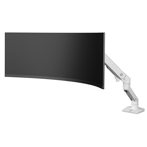 Ergotron - HX VHD Premium Heavy Duty Gaming Monitor Arm, Single Monitor Desk Mount – for 1000R Curved Ultrawide Monitors Up to 57 Inches, 9-14 Inches Depth, VESA 75x75mm or 100x100mm – White - color: White, size: VHD Pivot
