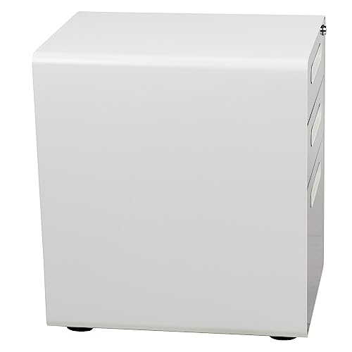 Flash Furniture Wren Ergonomic 3-Drawer Mobile Locking Filing Cabinet with Anti-Tilt Mechanism & Letter/Legal Drawer, White with Charcoal Faceplate - color: White and Charcoal, style: Ergonomic