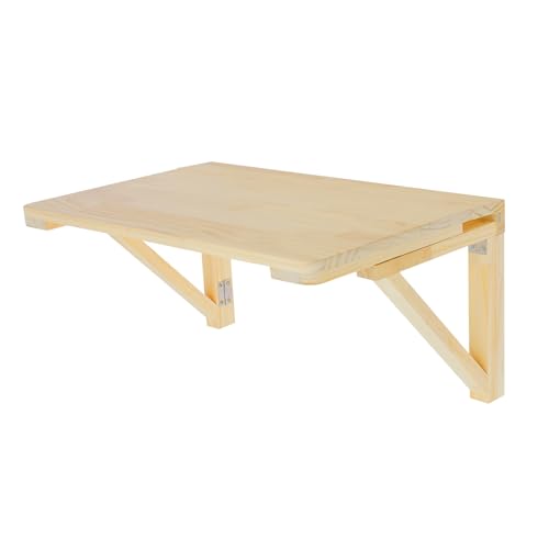 Wall Mounted Folding Table, 31.5x23.6in Fold Down Wall Mounted Desk, Wooden Folding Workbench, Multi-use Foldable Table for Dining Laundry Kitchen Office