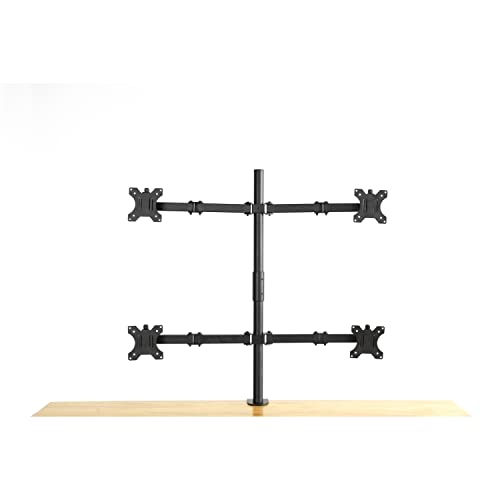 Rocelco Premium Quad Monitor Desk Mount - Standard Pattern Fits Four 13" - 27" LED LCD Flat Computer Screen - Double Articulated Full Motion Adjustable Arms - Grommet and C Clamp - Black (R DM4) - style: 4 Monitor