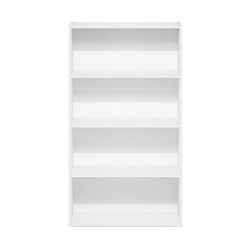 Furinno PASIR Book Shelf, 4-Tier Bookshelf, Bookcase with Open Shelf, 9.4 x 23.6 x 41.7, for Living Room, Bedroom, Home Office, White - color: White, size: 4-Tier