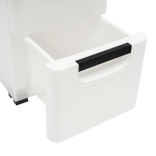 Plastic Storage Cabinet, 6 Drawers Rolling Organizer Cart with Wheels, Multifunctional Floor Cabinet, Narrow Mobile Slim Utility Cart for Living Room, Bedroom, Study, Office, Studio (White)