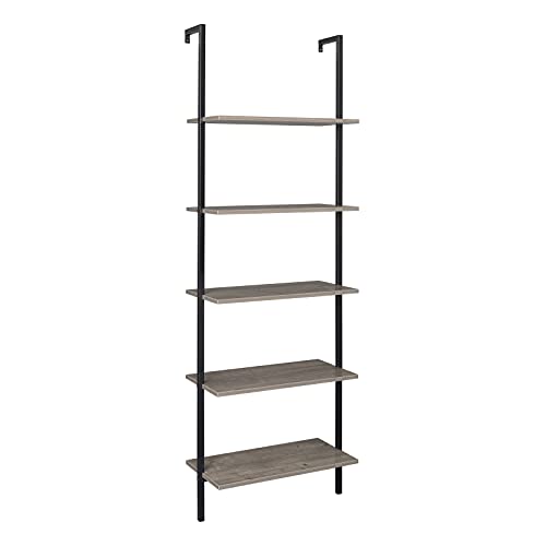 Ladder Bookshelf, 5-Tier Wood Ladder Bookcase with Metal Frame Shelf Open Bookcase Freestanding Bathroom Storage Rack Plant Stand for Living Room, Bedroom, Office, Easy Assembl (Brown5) - color: Brown5