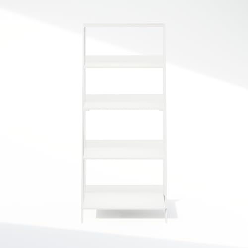 Furinno Ladder Display Shelf, 5-Tier Ladder Shelf, Standing Bookshelf, Display Storage Shelves, 13 x 23.6 x 53.5, for Living Room, Home Office, White - color: White