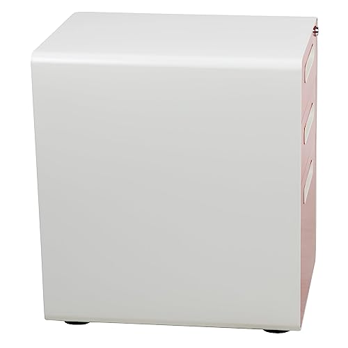 Flash Furniture Wren Ergonomic 3-Drawer Mobile Locking Filing Cabinet with Anti-Tilt Mechanism & Letter/Legal Drawer, White with Red Faceplate - color: White and Red, style: Ergonomic