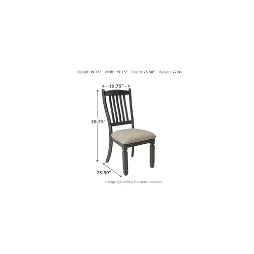 Signature Design by Ashley Tyler Creek Upholstered Dining Chairs, Set of 2 | Supportive slat-back solid and engineered wood frame, Grayish-brown cushioned seat, Reliable 250-lb capacity for daily use - color: Black