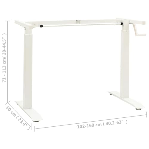 SKM Manual Height Adjustable Standing Desk Frame Hand Crank White (Weight-19KG)