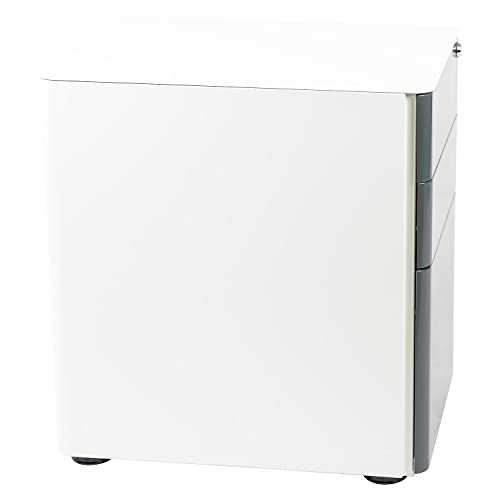 Flash Furniture Warner Modern 3-Drawer Mobile Locking Filing Cabinet with Anti-Tilt Mechanism & Letter/Legal Drawer, White with Charcoal Faceplate - color: White and Charcoal, style: Modern