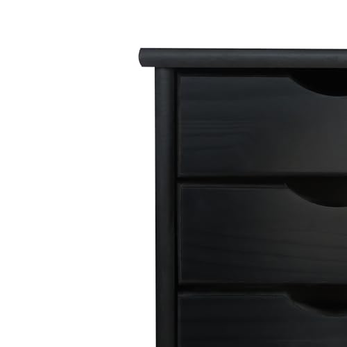 Jela-USA Solid Pine Wood 6 Drawer Rolling Cart, Black - color: Black, style: 6 Drawer
