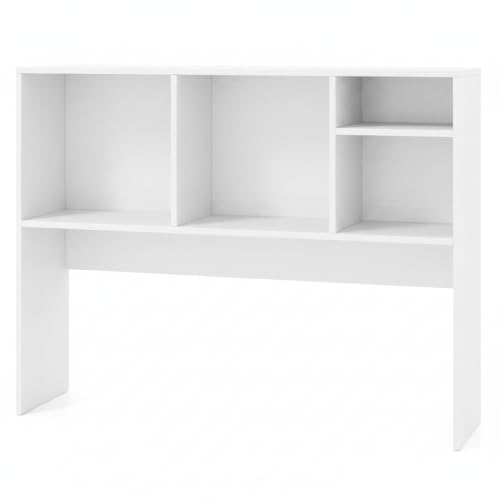 Tangkula White Desktop Bookshelf with 4 Storage Compartments - color: Off White, size: 4 Shelves