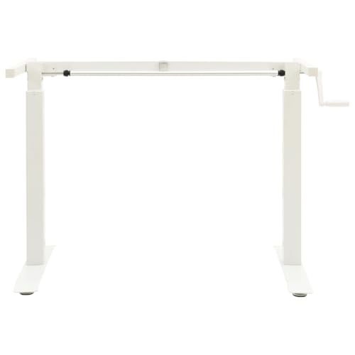vidaXL Manual Height Adjustable Standing Desk Frame Hand Crank White | Easily change the height from 28 to 445 in, Modern look with a sleek white finish, Built from tough carbon steel - color: White