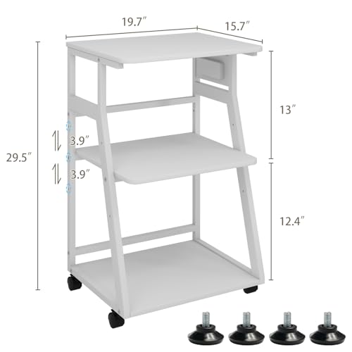 Natwind 3 Tier Printer Stand, 19.7"x15.7", with Charging Station,White - color: White, size: 19.7''x15.7''