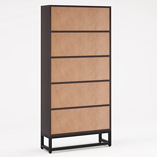 Tribesigns Tall Bookcase and Bookshelf, 70.8” Large Bookcases Organizer with 5-Tier Storage Shelves, Heavy Duty Free-Standing Library Bookshelf Shelving Unit for Living Room, Bedroom (Dark Walnut) - color: Dark Walnut