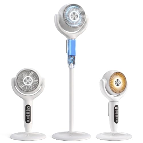 12000mAh Battery Powered Air Circulator Fan, 3-in-1 Height Adjustable Floor/Table/Desk Oscillating Pedestal Fan with LED Light, 20dB Quiet Cordless Rechargeable Cooling Fan for Bedroom Outdoor