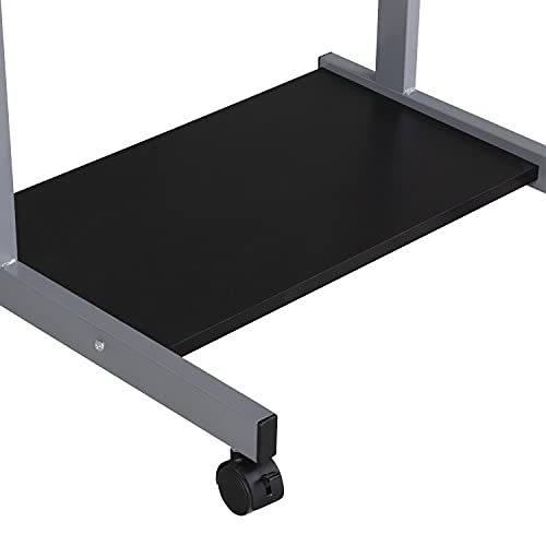 Yaheetech Tiny Mobile Computer Desk, 3-Tier Rolling Cart with Drawer, Black - color: Black