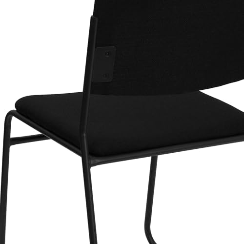 Flash Furniture 5 Pack HERCULES Series 500 lb. Capacity High Density Black Fabric Stacking Chair with Sled Base - color: Black Fabric/Black Frame, size: Set of 5