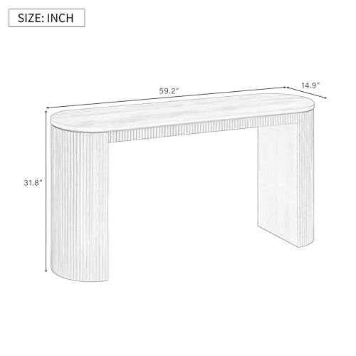 59" Curved Console Table Entryway Table Sofa Table Behind The Couch for Foyer Entry Way Entrance Living Room Hallway (Black) - color: 59"-black