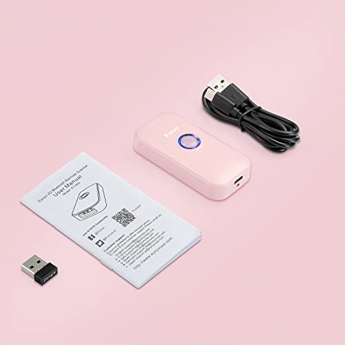 Eyoyo Portable Mini 1D Bluetooth Barcode Scanner Wireless, Pink | 3-in-1 Bluetooth&USB Wired&2.4G Wireless, UPC Bar Code Reader Scanning, Work with Windows, Android, iOS, Tablets or Computers - color: Pink