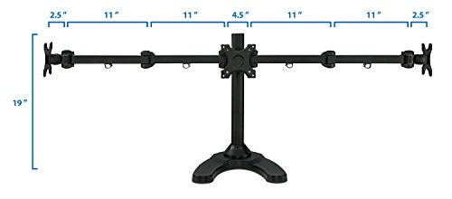 Mount-It! Triple Monitor Stand for 3 Screens up to 24", Height Adjustable Desk Mount with Free Standing or Grommet Base, 22 lbs per Arm, VESA 75x75 100x100 Compatible, Full Motion Monitor Mount MI-789