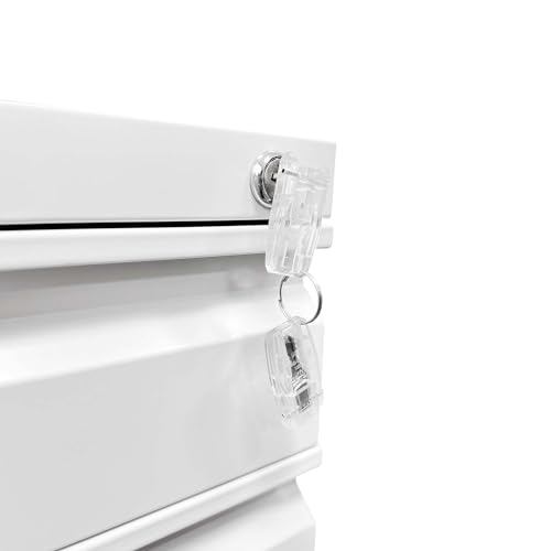 SAWJEC 3 Drawer Mobile File Cabinet Fully Assembled, White - color: 02w-white