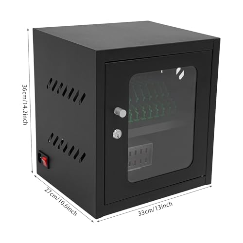 12 Slot Mobile Phone Charging Cabinet Lockable Cell Phone Charging Station - color: Black, size: 12-Device