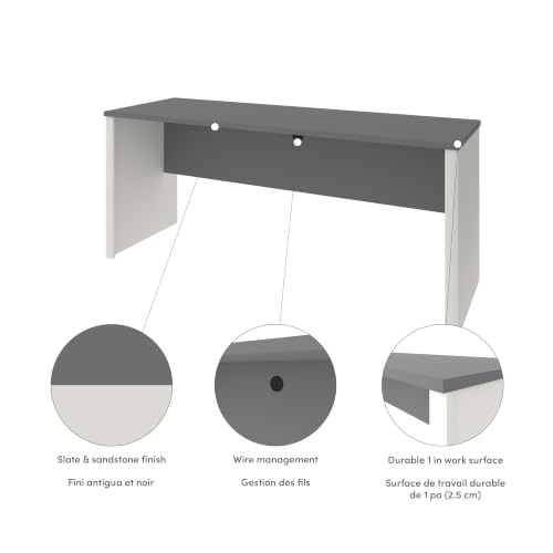 Bestar Narrow Desk Shell, Slate, Connexion, 72W - color: Slate & Sandstone