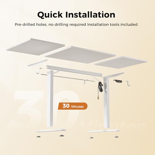 Agilestic Electric Height Adjustable Standing Desk, 63 Inch, Arctic White - color: White, size: 63x23.6 Inch