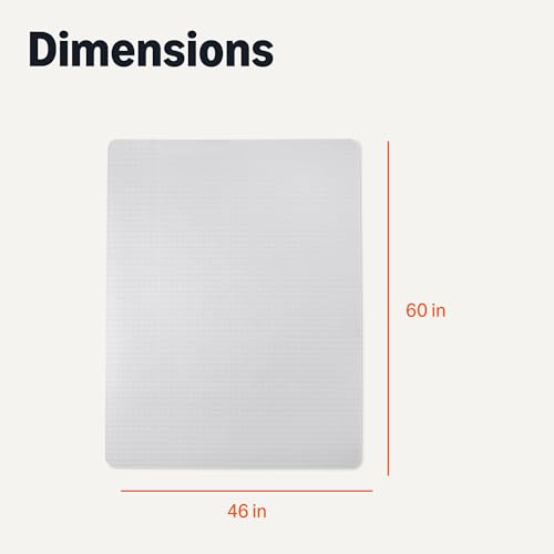 Amazon Basics Office Chair Mat for Low Pile Carpeted Floors, Clear Plastic with Studded Grips, 46" x 60", for Home or Office - size: 46" x 60"