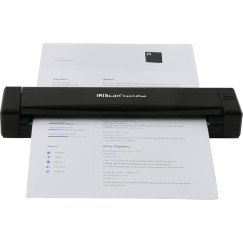 IRISCan Executive 4 Duplex Portable Mobile Document & Receipts Portable Color Scanner USB Powered, 1Click Scan to PDF, Full OCR 138 Languages, Scan to PDF/Word/XLS/JPG/Cloud/,Business Cards & Receipts