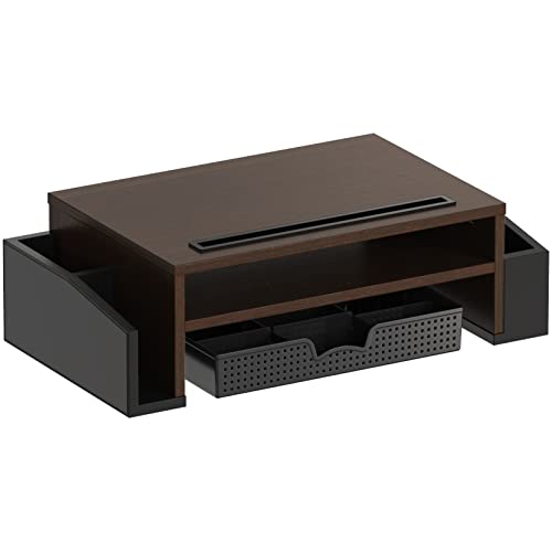 Simple Houseware Desk Monitor Stand Riser w/ Adjustable Tray, Espresso - color: Espresso