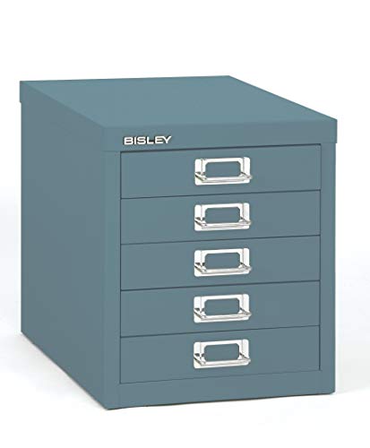 Bisley 5-Drawer Steel MultiDrawer Cabinet - Doulton Blue - color: Doulton Blue, size: 5 Drawer