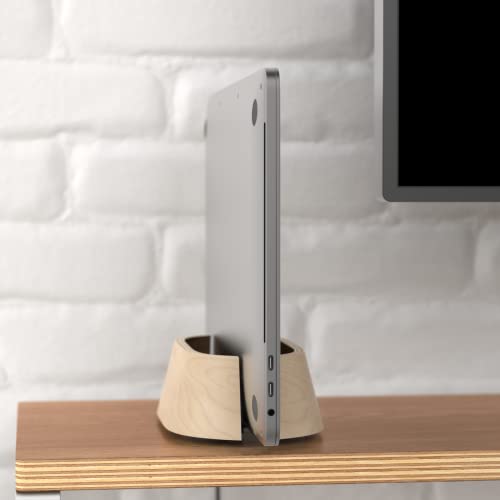 HumanCentric Vertical Laptop Stand in Maple Wood, Adjustable - color: Maple Wood