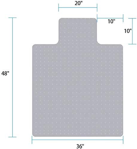 New Chair Mat for Carpet Floor Low Pile Office and Home Use Thick and Sturdy Transparent Desk Chair mat for Carpets Size 36" X 48" with Lip