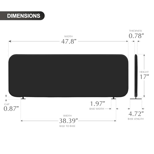 DECOLAB Desk Divider, Movable Desk Partition 48"x18", Midnight - color: Midnight