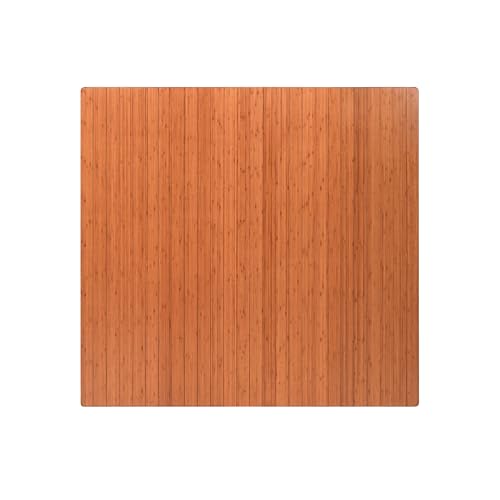 Anji Mountain 52" x 48" Bamboo Office Chair Mat for Carpet & Hardwood Floor - color: Walnut, size: 52" x 48", style: Without Lip