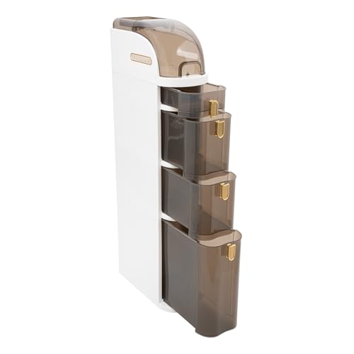 4-Tire Plastic Slim Storage Cabinet,Rolling Narrow Organizer with Toilet Paper Holder, Multifunctional Floor Cabinet for Small Spaces Bathroom Kitchen Bedroom Living Room - size: 4-Tire