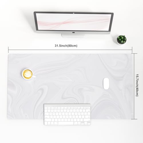 Colorful Star White Marble Waterproof Office Desk Mat, 31.5" x 15.7" - color: White Marble, size: 31.5" x 15.7"