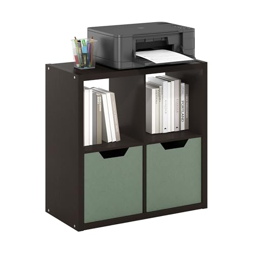 4-Cube Bookshelf, Cubicle Shelf Bookcase with Open Back, Position Reversible Book Shelf, 15 x 30 x 30, for Home Office, Living Room, Dark Oak - color: Dark Oak, size: 4 Cube
