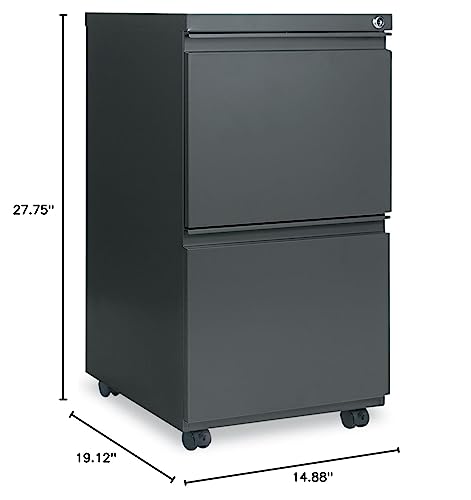 File Pedestal with Full-Length Pull, Left or Right, 2 Legal/Letter-Size File Drawers, Charcoal, 14.96" x 19.29" x 27.75