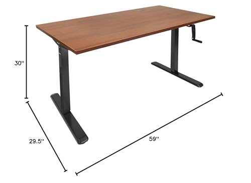 Mount-It! Hand Crank Standing Desk, 55" One-Piece Hazelnut Top, 132 lbs - color: Hazelnut