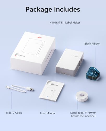 NIIMBOT N1 Label Maker with Tape, Portable Bluetooth Label Printer, White