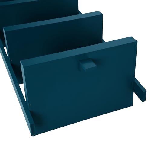 Modern 5 Tier Wall-Leaning Ladder Bookshelf, Blue, 70 Inches | Organizer, Storage Rack - color: Blue