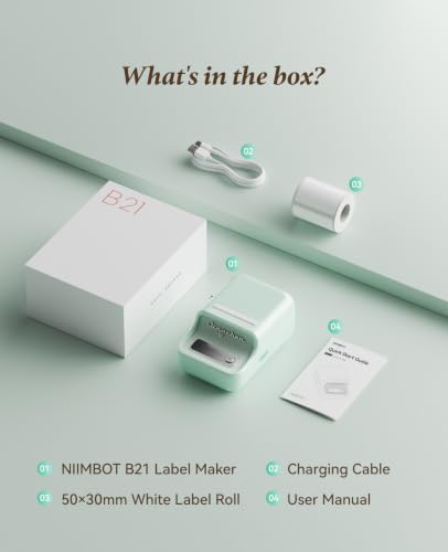 NIIMBOT B21 Label Maker, 2 Inch Portable Inkless Label Machine, Mint Green - color: Mint Green