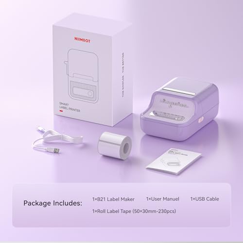 NIIMBOT B21 Pro Sticker Printer, 300DPI, Fun APP, Portable Inkless Label Printer, Bluetooth Sticker Maker for DIY Crafts, Notes, Scrapbook, Photo, Custom Labels & Gifts,Home Organization (Violet) - color: Purple