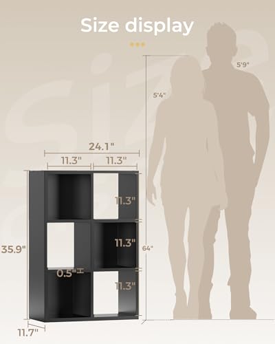 GTPLAYER 6-Cube Storage Organizer, Fits 11" Bins, Vertical or Horizontal Use, Opening Bookshelf, Partial Back Panels, Stackable Design Bookcase, for Closet, Bedroom, Home Office, Black - color: 6 Cube - Black
