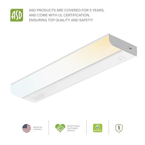 ASD LED Under Cabinet Lighting Hardwired, 18 Inch 10W 2700K-5000K Selectable, 807LM, CRI90+, Direct Wire Linkable Under Counter Lights for Kitchen, Dimmable Under Cabinet Lights, White, UL, 20 Pack - color: 18 Inch White, size: 20 Pack