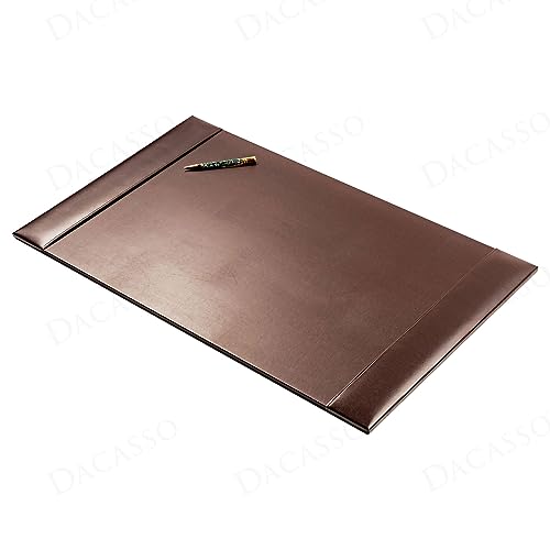 DACASSO Bonded Leather Desk Pad with Side Rails - Luxury Leather Desk Blotter for Writing (30 x 18, Brown) - color: Dark Brown